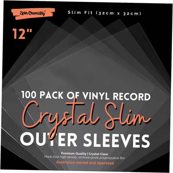 100-pack 12-inch vinyl record Crystal Slim outer sleeves