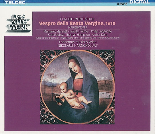 Claudio Monteverdi - Vespro Della Beata Vergine, 1610 - Nikolaus Harnoncourt, 2xCD TELDEC – 8.35710 ZA