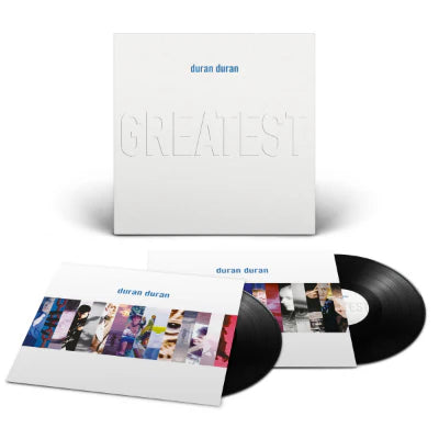 Duran Duran 'Greatest' vinyl record set with packaging on a white background