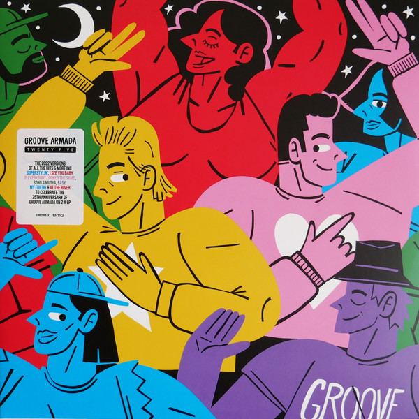 Colorful album cover with illustrated figures and 'Groove Armada' text.