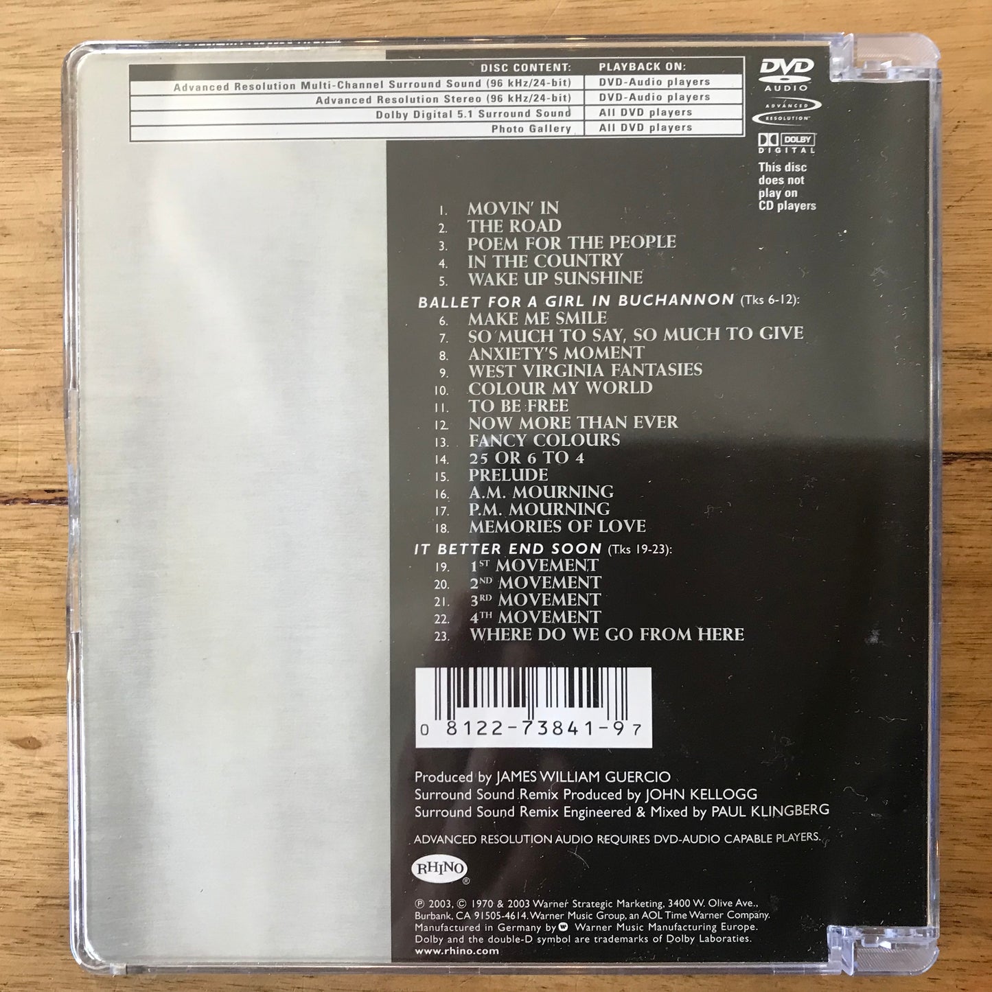Chicago – Self-Titled, Germany Rhino Records – 8122 73841-9 DVD-Audio