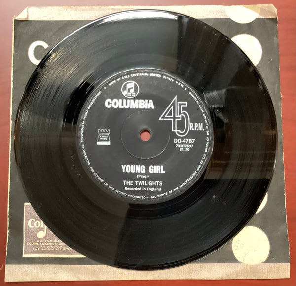 The Twilights, Young Girl - Time And Motion Study Man, 7" Single, Australia 1967, Columbia – DO-4787