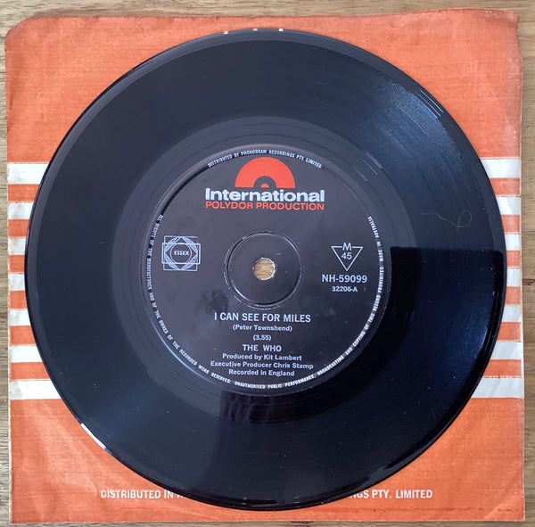 The Who – I Can See For Miles, 7" Single, Australia 1967, International Polydor Production – NH-59099