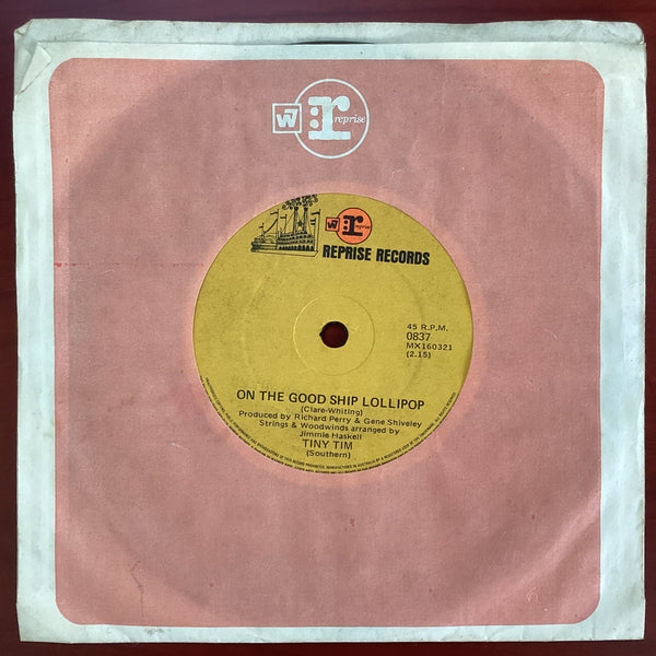 Tiny Tim – On The Good Ship Lollipop, 7" Single, Australia 1969, Reprise Records – 0837