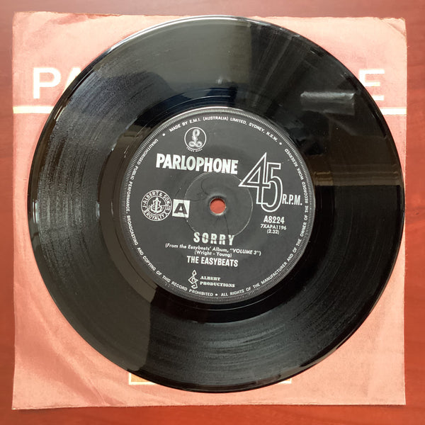 The Easybeats, Sorry - Funny Feelin', 7" Single, Australia 1968, Parlophone – A8224