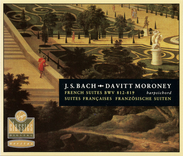 J S Bach, Davitt Moroney – French Suites BWV 812-819, 1991 Germany Virgin – VCD 7 91201-2