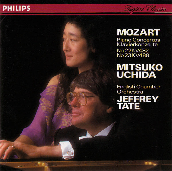 Mozart, Mitsuko Uchida, ECO, Tate – Piano Concertos No.22 KV482, No.23 KV488. W. Germany Philips – 420 187-2