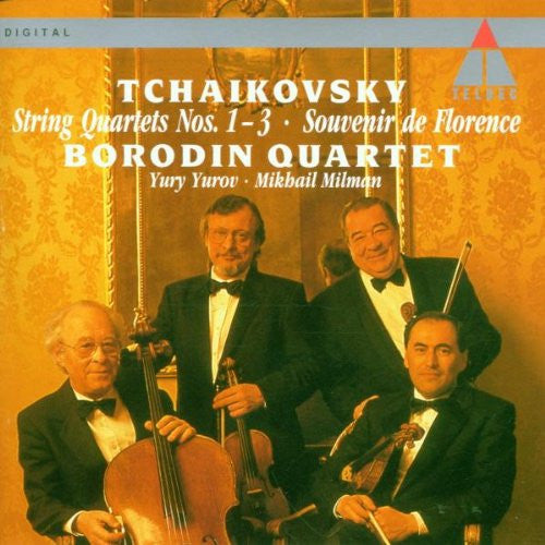 Tchaikovsky - Borodin Quartet, Yuri Yurov, Mikhail Milman – String Quartets Nos. 1 - 3 / Souvenir de Florence, (2-CD Set) EU 1993 Teldec – 4509-90422-2