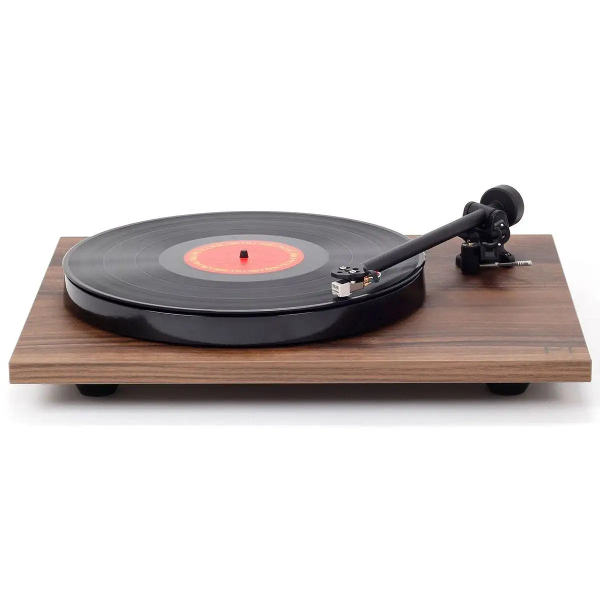 Image of walnut Rega Planar 1 record player, belt-drive turntable