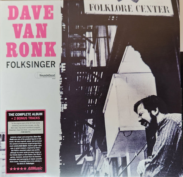 Album cover for Dave Van Ronk’s 1962 Mono Vinyl LP "Folksinger" featuring a portrait of Van Ronk, iconic folk and blues release.