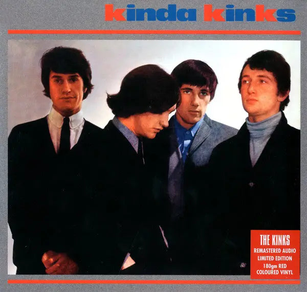 Album cover of 'Kinda Kinks' featuring the four band members against a gray background.