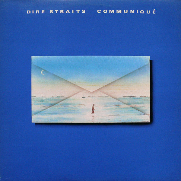 The cover image shows the album 'Dire Straits – Communique' with a blue background and an envelope design in the center, containing an image of a person standing on a beach.