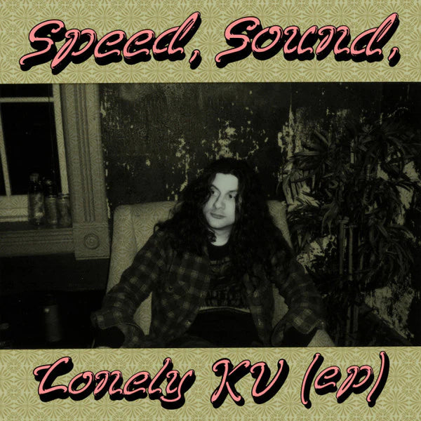 Cover art for Kurt Vile's 'Speed, Sound, Lonely KV' EP featuring a sepia-tone photograph of Kurt with text overlay.