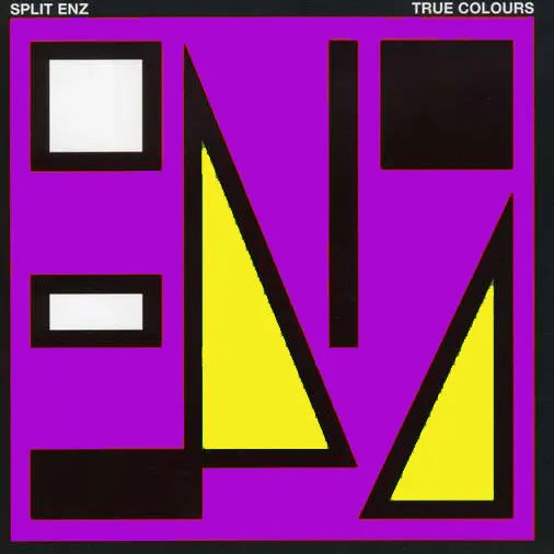 Split Enz True Colours Remix Edition Yellow Vinyl LP, collectible vinyl, new wave, bold purple/yellow sleeve artwork