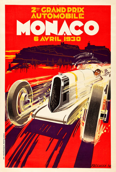 2nd Grand Prix Automobile Monaco, 6 April, 1930. Reproduction vintage poster