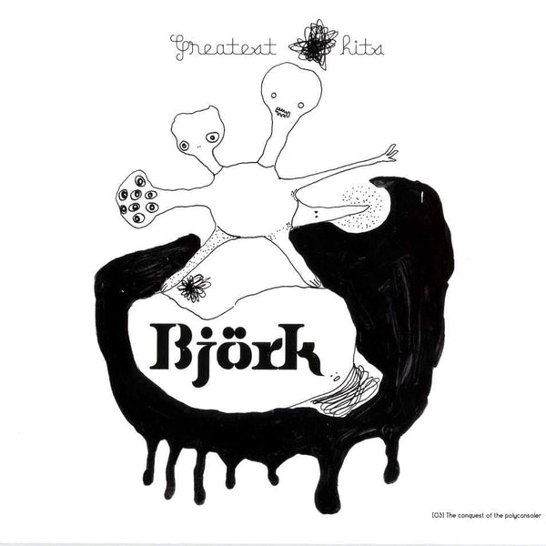 reatest Hits vinyl by Björk, 2x collectible vinyl LP, electronic/experimental; vibrant abstract black and white album artwork