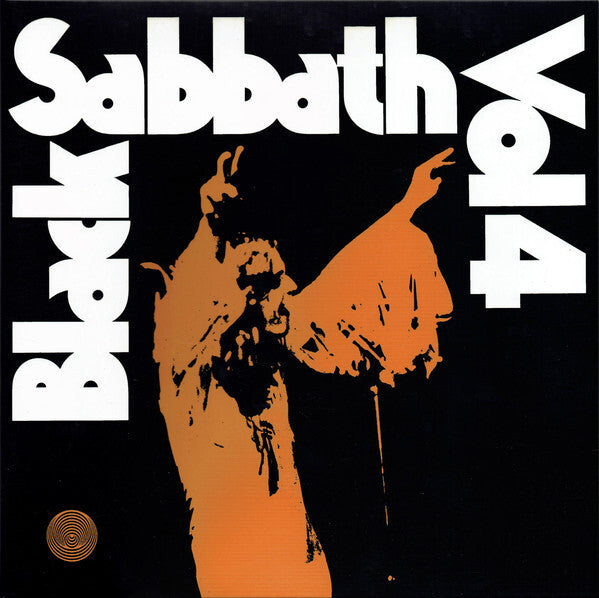 Black Sabbath Vol. 4 album cover art featuring Ozzy on a black and orange cover, with the band's name and album title text.