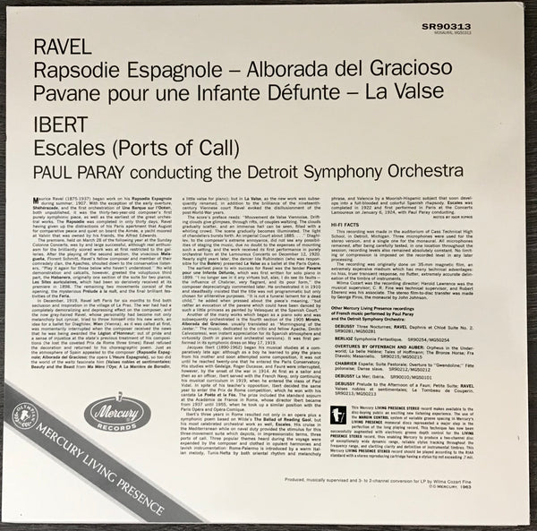 Ravel - Rapsodie Espagnole, US 1997 Classic Records – SR 90313, Mercury – SR 9031 Ravel - Rapsodie Espagnole, US 1997 Classic Records – SR 90313, Mercury – SR 9031