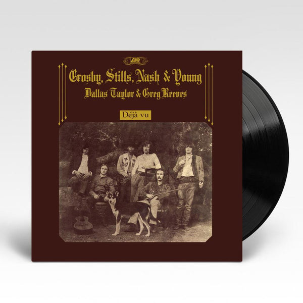 Crosby, Stills, Nash & Young Déjà Vu vinyl LP, 1970 folk-rock album, group portrait cover with soft pastel tones