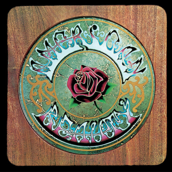Grateful Dead - American Beauty album cover, featuring a colorful artistic design with a rose in the center, released on vinyl LP for the 50th anniversary.