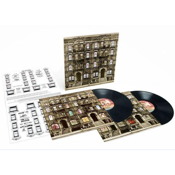 Led Zeppelin Physical Graffiti 2x vinyl LP, iconic album cover, hard rock collectible, classic rock vinyl record.