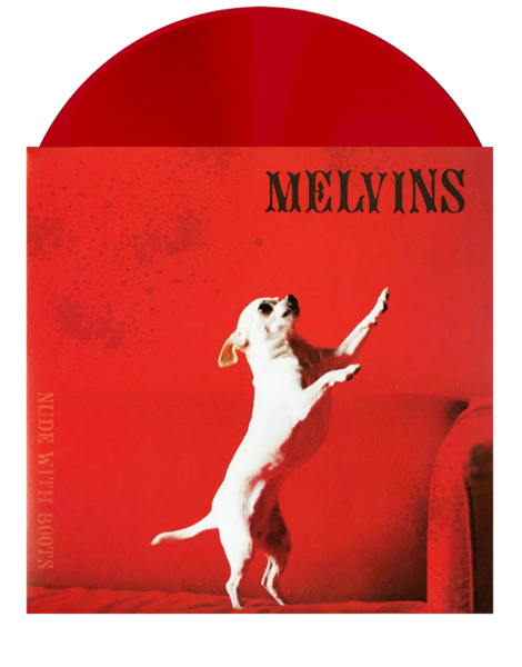 Melvins Nude With Boots red vinyl LP, Ipecac Recordings, bold red cover art, collectible alternative rock vinyl record.