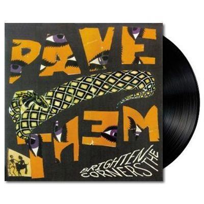 Vinyl LP record of Pavement - Brighten The Corners with a black and orange cover featuring text and abstract patterns.