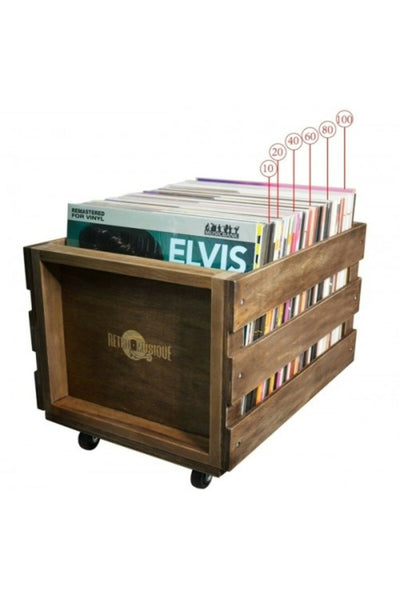 Retro Musique - Wooden Vinyl Record Storage Crate