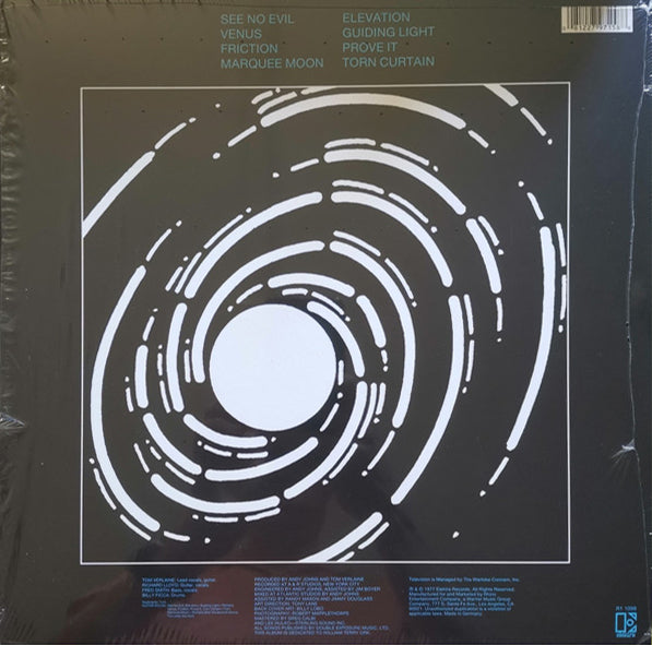back cover of Television – Marquee Moon EU Vinyl LP, Elektra Records, post-punk art rock collectible vinyl record