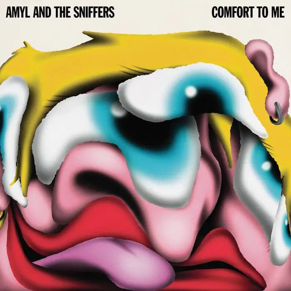Amyl And The Sniffers Comfort To Me red vinyl LP, punk rock, Australian band, abstract cartoon cover art
