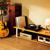 Audio-Technica AT-LP8X direct-drive turntable with free Shibata stylus, semi-automatic record player, sleek design setup in room