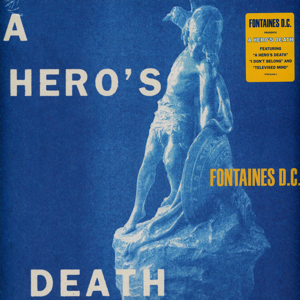 The image features the album cover of "A Hero's Death" by Fontaines D.C.