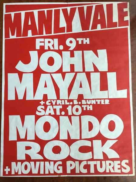 John Mayall / Mondo Rock / Cyril B. Bunter Band / Manly Vale Hotel Sydney, 1981