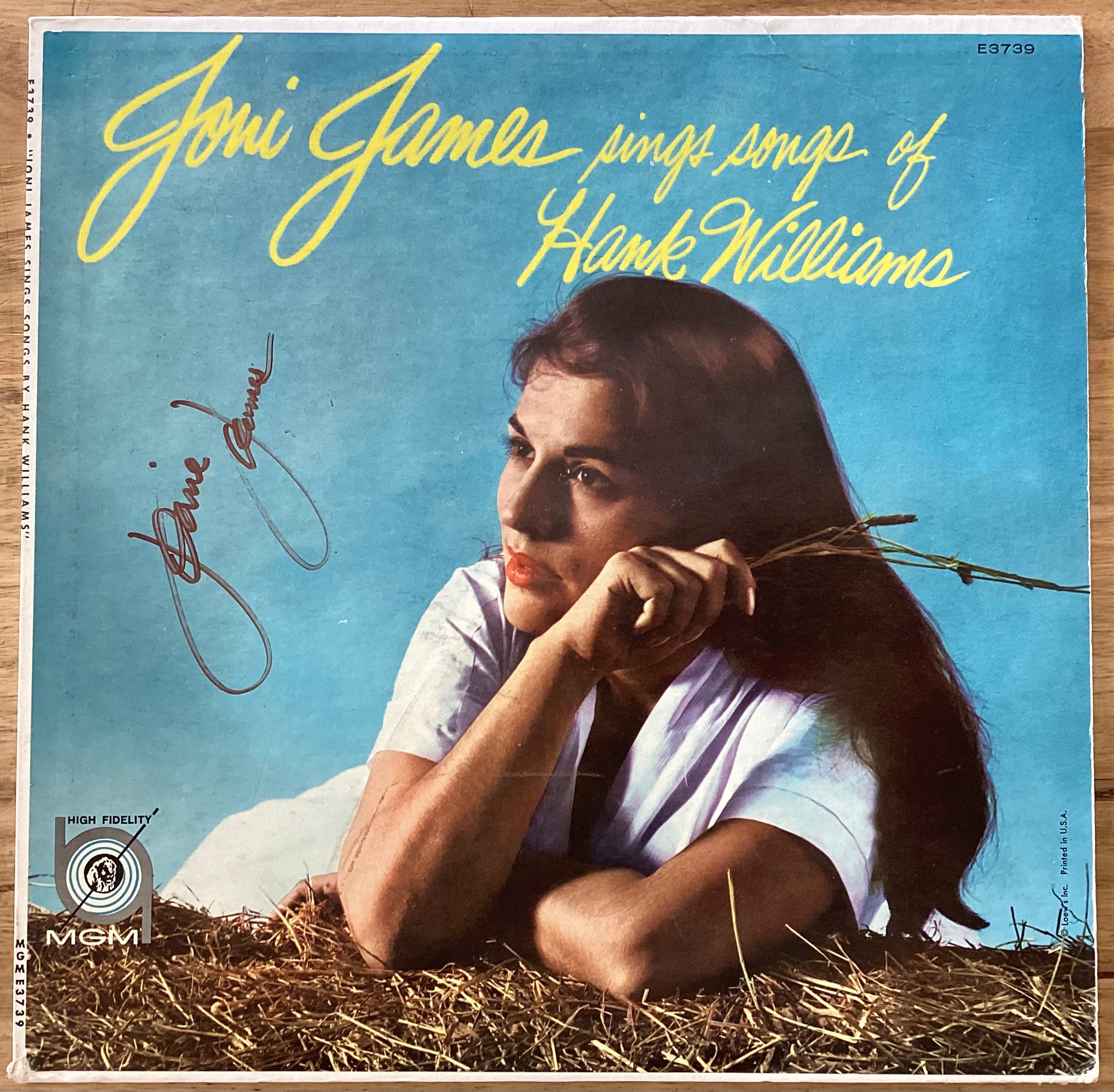 Joni James - Sings Songs Of Hank Williams, US 1959 MGM Records E-3739. Signed Joni James - Sings Songs Of Hank Williams, US 1959 MGM Records E-3739. Signed