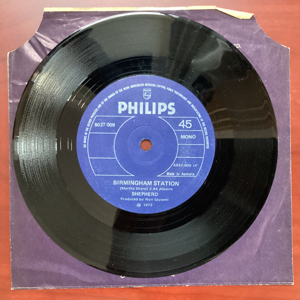 Shepherd ‎– Birmingham Station, 7" Single, Australia 1972, Philips ‎– 6037009