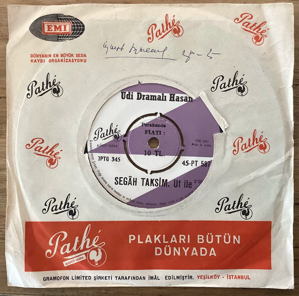 Udi Dramalı Hasan - Segah Taksim / Segah Arap Oyun Havası, Pathe Turkey 7" Single