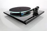 side view of Rega Planar 3 record player with ND5 cartridge, high-fidelity turntable, precision tonearm, sleek modern design