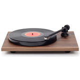 Image of walnut Rega Planar 1 record player, belt-drive turntable