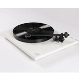 Image of white Rega Planar 1 record player, belt-drive turntable