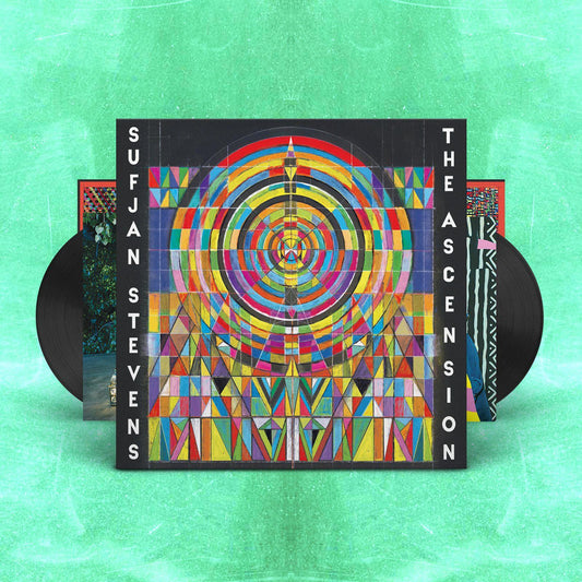 The Ascension 2x vinyl by Sufjan Stevens, electronic art-pop LP, colourful geometric cover