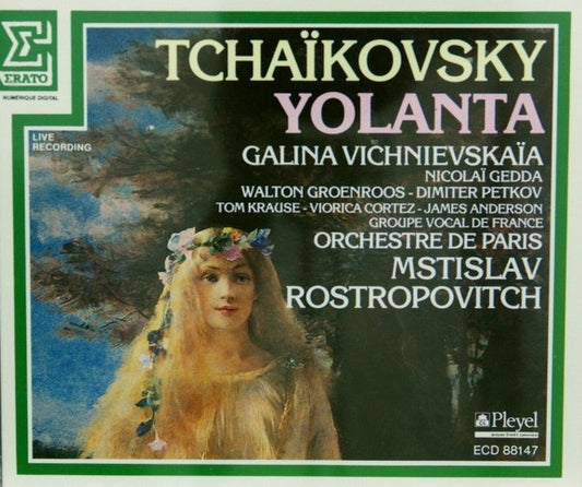 Tchaikovsky - Yolanta,  Vichnievskaïa, Rostropovitch. 2xCD France 1986 Erato ‎– ECD 88147
