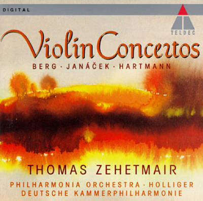 Thomas Zehetmair ‎– Violin Concertos. Berg, Janáček, Hartmann. Germany 1992 Teldec 2292-46449-2