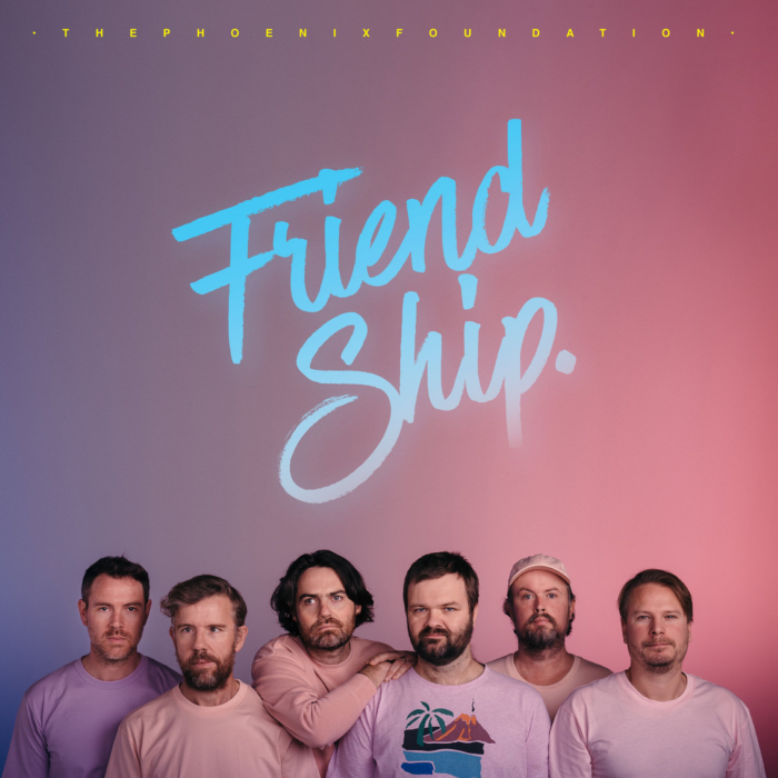 Friend Ship pink vinyl by The Phoenix Foundation, indie psych-pop LP cover art