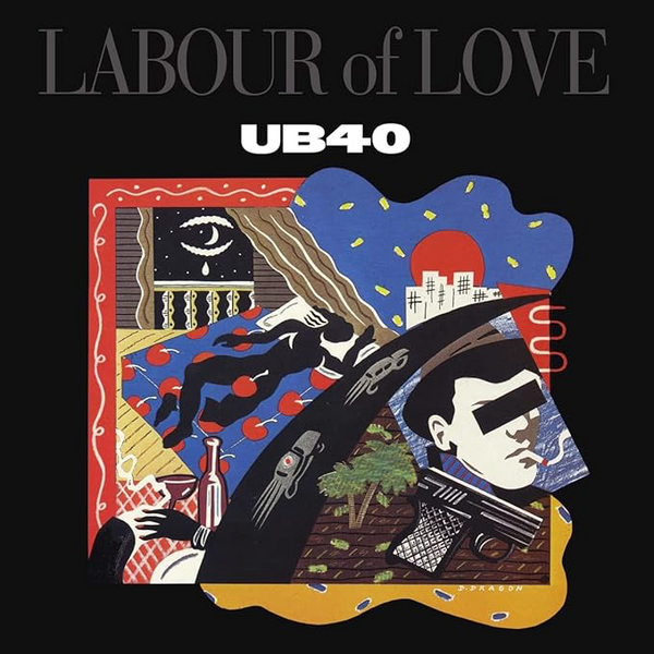 Album cover for 'Labour of Love' by UB40 with abstract design and text.