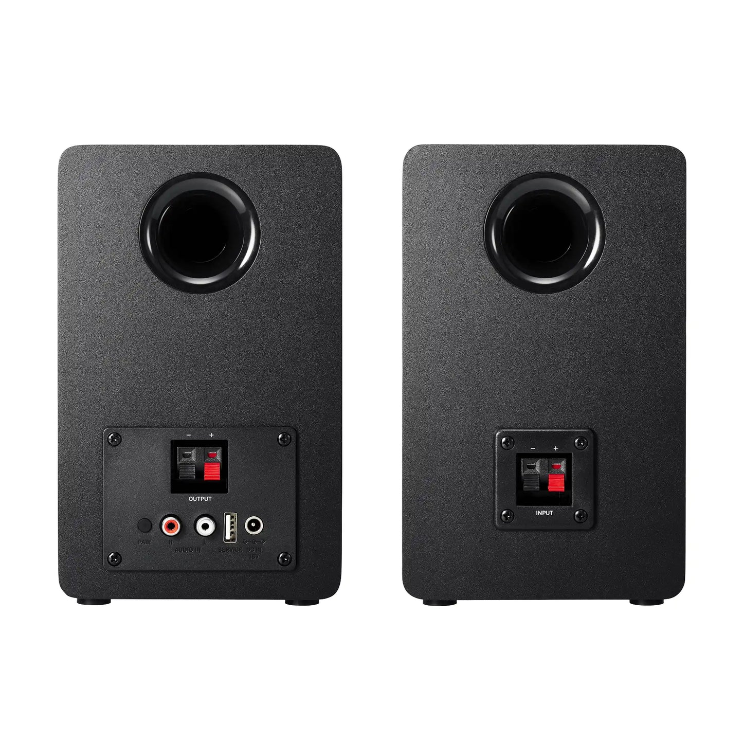 Audio-Technica AT-SP3X powered Bluetooth bookshelf speakers rear view