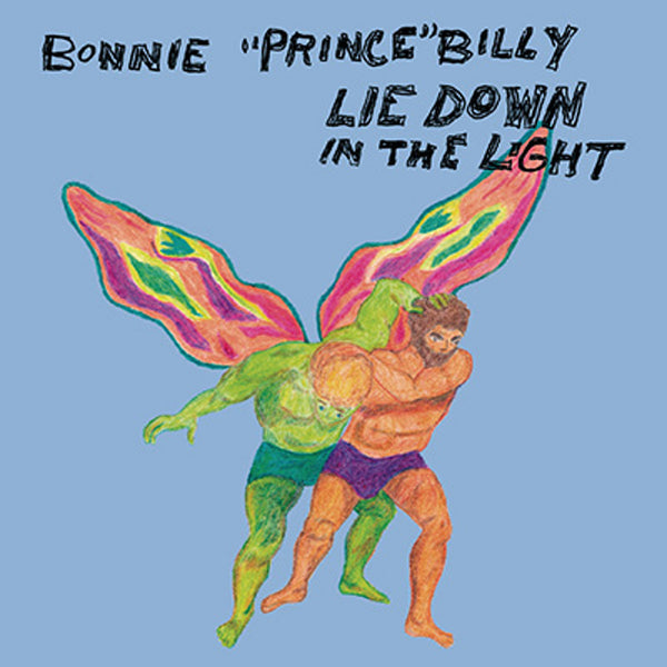 Cover art for 'Lie Down In The Light' vinyl LP by Bonnie 'Prince' Billy, featuring a colorful illustration of two figures.