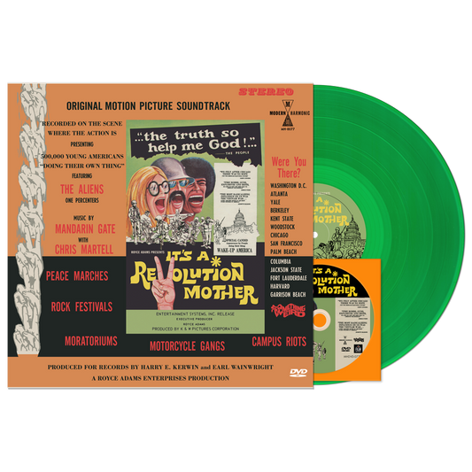 It’s A Revolution Mother vinyl by Chris Martell, green edition, folk-psych soundtrack album artwork