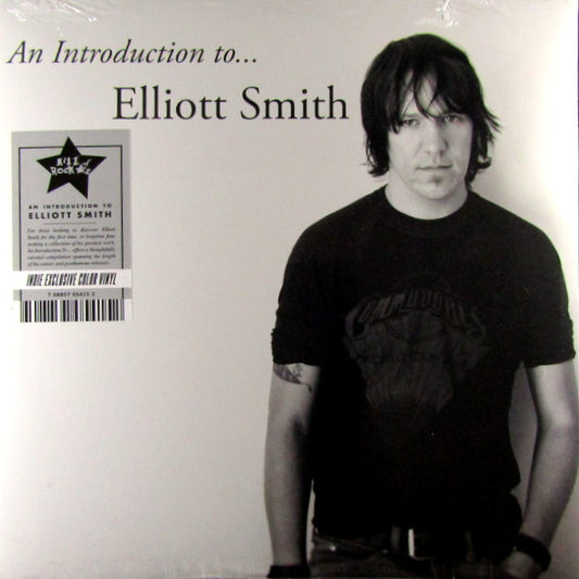 Silver Vinyl LP cover of Elliott Smith album 'An Introduction To...' featuring a black and white photo of Elliott Smith.