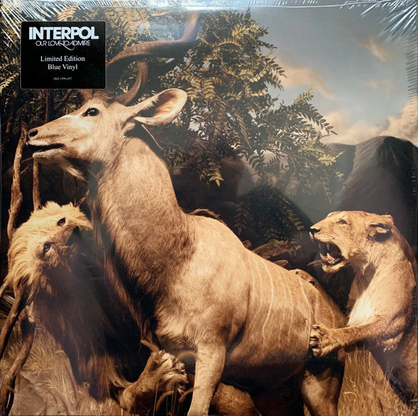 Limited edition blue colored vinyl LP of Interpol's album 'Our Love To Admire' with a stylized animal cover art.