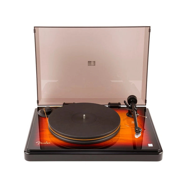 front view of Fender Precision Deck sunburst turntable by Mobile Fidelity 